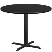 Flash Furniture XU-RD-42-BLKTB-T3333-GG 42" Round Black Laminate Dining Table, Pedestal Base, 31-1/8"H 1 image