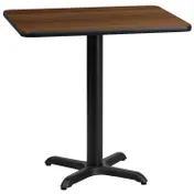 Flash Furniture XU-WALTB-2430-T2222-GG 30"W Rectangular Walnut Dining Table, Pedestal Base, MDF Top, Black PVC Edge 1 image