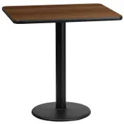Flash Furniture XU-WALTB-2430-TR18-GG 30x24 Walnut Laminate Rectangular Dining Table, Pedestal Base, Black PVC Edge 1 image