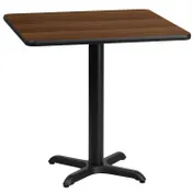 Flash Furniture XU-WALTB-3030-T2222-GG 30x30 Walnut Laminate Square Dining Table, 31-1/8H, MDF Top, Black PVC Edge, Four Point Pedestal Base 1 image