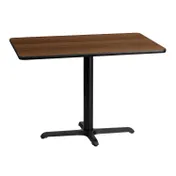 Flash Furniture XU-WALTB-3042-T2230-GG 42"W Rectangular Dining Table, Walnut Laminate, Black PVC Edge, Pedestal Base 1 image
