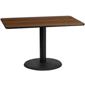 Flash Furniture XU-WALTB-3048-TR24-GG 48"W Rectangular Walnut Dining Table, MDF Top, Black PVC Edge, 24" Round Base 1 image