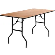 Flash Furniture YT-WTFT30X60-TBL-GG Folding Banquet Table, 60"W x 30"D x 30-1/4"H, 485 lbs, Rectangular Plywood Top, Black PVC Edge, Steel Legs 1 image