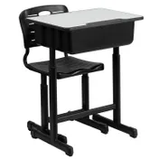 Flash Furniture YU-YCX-046-09010-GG Adjustable Student Desk & Chair Set, 23.6W x 17.7D Desk, 396 lb Capacity, Gray & Black 1 image