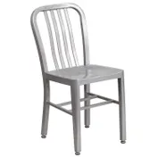 Flash Furniture CH-61200-18-SIL-GG Commercial Outdoor Restaurant Chair, 500 lb. Capacity, Silver, Galvanized Steel Frame, Slatted Back 1 image