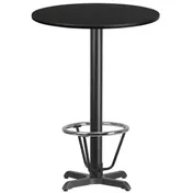 Flash Furniture XU-RD-30-BLKTB-T2222B-3CFR-GG 30" Round Bar Height Table, Black Laminate MDF Top, 43-1/8"H, Four Point Base 1 image
