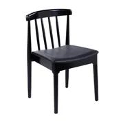 Flash Furniture XU-DG-W0359-BLK-GG Chester Dining Chair, 500 lb, Black Vinyl, Solid Beechwood, Metal Slat Back 1 image