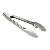 TableCraft 2774 Utility Tongs - 9-1/2" Stainless Steel, Silver Non-Coated Handle, Dishwasher Safe, 1.2mm 1 image