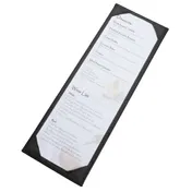 Winco LMS-414BK Menu Cover, Single, Bar Size, Holds 4-1/2" X 14" Paper 1 image