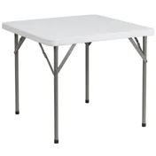 Flash Furniture DAD-YCZ-86-GG Folding Table, 34-1/4"W x 34-1/4"D x 29-1/2"H, Granite White Plastic Top, Gray Metal Legs, 220 lbs 1 image