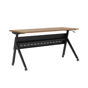 Flash Furniture MT-M6024-Y-LEG-WLNBLK-GG Davis Training Table, 60"W x 24"D, Rectangular, Nesting Flip with Y-Legs, Walnut Tabletop with Black Steel Frame 1 image