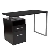 Flash Furniture NAN-JN-2634-G-GG Harwood Computer Desk, 47"W x 23.5"D x 30.5"H, Dark Ash Woodgrain Finish, Laminate Top, Silver Powder Coated Steel Frame 1 image