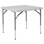 Flash Furniture RB-3434ADJ-GG Folding Table, 33-1/2"W x 33-1/2"D, Adjustable Height 21-29", 165 lbs, Granite White Plastic Top, Gray Powder Coated Legs 1 image