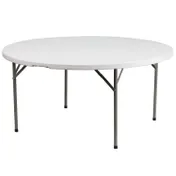 Flash Furniture DAD-YCZ-1-GW-GG Round Folding Table, 60-3/4" Dia. x 29-1/4"H, Granite White Plastic Top, Gray Metal Legs, 551 lbs 1 image