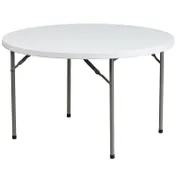 Flash Furniture DAD-YCZ-122R-GG Folding Table, 48" Dia. x 29-1/4"H, Granite White Plastic Top, 500 lbs, Round, Indoor/Outdoor Use 1 image
