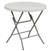 Flash Furniture RB-32R-GW-GG Folding Table, 31-1/2" Dia. x 30-1/4"H, Granite White Plastic Top, Gray Metal Legs, 220 lbs, Round, Indoor/Outdoor 1 image