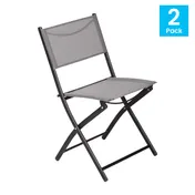 Flash Furniture TLH-SC-097-GRY-02-GG Brazos 300 lb. Gray Folding Chair, Steel Frame 1 image
