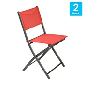 Flash Furniture TLH-SC-097-RED-02-GG Brazos Folding Chair, 300 lb, Red Flex Comfort Fabric Back and Seat, Black Steel Frame 1 image