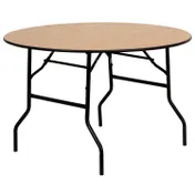 Flash Furniture YT-WRFT48-TBL-GG Folding Banquet Table, 48" Dia. x 30-1/4"H, 440 lbs, Round, Plywood Top, Clear Coated, Black PVC Edge 1 image