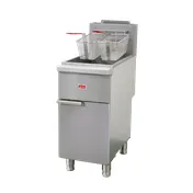 Omcan USA 48637 15" Floor Model Gas Deep Fryer Full Pot LP, 50 Ibs, 120.000 BTU, Stainless Steel 1 image