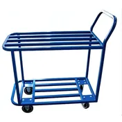 Omcan USA 48655 Welded Utility Cart, 599-3/4 lbs, Blue Powder Coated, 2 Tubular Shelves, 39-1/4" x 19" x 41-1/4"H 1 image