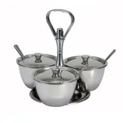 Winco RS-3 Relish Server (3) 8 Oz. Compartments, Stainless Steel 1 image