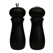 Winco SP-612 Salt & Pepper Shaker Grinder Set, 2-1/4" Dia. x 6" H, Rubberwood, Black Finish 1 image