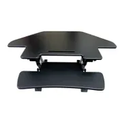 Omcan USA 44561 Ergonomic Corner Desk Platform, Sit & Stand, Adjustable Height, 28.74W x 7.5D, Black, Retractable Keyboard Tray 1 image