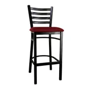 Omcan USA 47592+69746 Ladder Back Bar Stool, Burgundy Vinyl Seat, Black Metal Frame, Armless 1 image