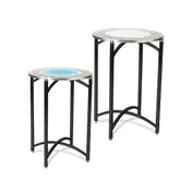 Forbes Industries 7034LED-42 EcoFlex Luxe Series 30" Round Folding Side Table with LED Light Strip, 42"H, Textured Black Steel Frame 1 image