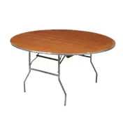 Forbes Industries HO30DI 30" Round Folding Table, Plywood Top, Walnut Finish, 30"H, Aluminum Edge 1 image