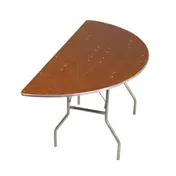 Forbes Industries HOSC36 Half-Round Folding Table, 1/2 of 36" Dia. x 30"H, Plywood Top with Walnut Stain & Aluminum Edge 1 image