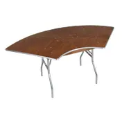 Forbes Industries HOSP5X10A-SWGL 200 Series Serpentine Folding Banquet Table, 5'ID x 10'OD x 30"H, Plywood Top with Walnut Stain 1 image