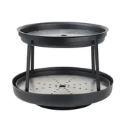 Steelite 5856JX01 - 2-Tier Round Seafood Stand, 9"-12" Height, Stainless Steel, Black Finish 1 image