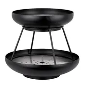 Steelite 5856JX62 2-Tier Round Seafood Stand, 11.625" x 10.0" Black 18/10 Stainless, Made In USA 1 image
