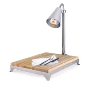 Steelite DW724ML2WSS Carving Station, Heated Steel Base, 2 Heat Lamps, Wood Board, 24"W x18"D x22"H 1 image