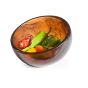 Steelite KMK1025TOR - 8" x 6" Slant Resin Bowl, Brown Tortoise, Dishwasher Safe, 2/Case 1 image