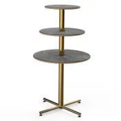 Steelite MGCPPR01GBXX - 3-Tier Stand, 30" Dia x 55" H, Steel Base, Gold Trim, Slate Laminate Top 1 image