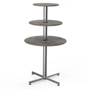 Steelite MGCPPR01GSXX - 3-Tier 30" Dia. x 55" H Stand, BHP Laminate Top, Brushed Steel Silvers Base 1 image