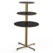 Steelite MGCPPR01MBXX - 3-Tier Stand, 30" Dia x 55" H, Marble Top, Steel Base, Gold Finish 1 image