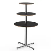 Steelite MGCPPR01MSXX - 3-Tier Stand, 30" Dia x 55" H, Nero Marble Top, Bamboo Core, Silvers Steel 1 image