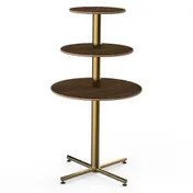 Steelite MGCPPR01WBXX - 3-Tier Stand, 30" Dia x 55" H, Mango Wood Top, Bamboo Core, Gold Base 1 image