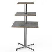 Steelite MGCPPS01GSXX 3-Tier Square, 30" x 30" x 55" H, Slate Lam/Bamboo Core Steel Segments, Silver 1 image