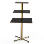 Steelite MGCPPS01MBXX - 3-Tier Sq Stand, 30"x30"x55" Height, Marble BHP Top, Brass, Gold Steel Base 1 image
