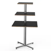 Steelite MGCPPS01MSXX - 3-Tier Display Stand, 30" x 30" x 55" Marble Top, Steel, Silver Finish 1 image