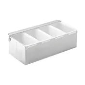 Steelite UF91102 Condiment Holder, 4-Compartment, 11.875" x 3.875" H, Stainless Steel Silver Finish 1 image