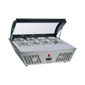 Marchia MTRS6 Refrigerated Countertop Pan Rail - 30"W x 24"D x 12.7"H, 2.4 cu.ft, 8-pan 1/6 size (6" deep), cooling, glass, guard, 110V, R290, certified 4 image