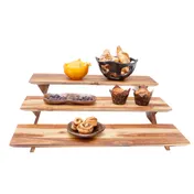 Steelite DWRISERS3WDT - Wood Risers, 23"W x 6"D, Natural Brown Rectangular, 3-4 Set, Base - Set 1 image