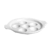 Steelite HL11470AWHA Escargot Plate 8-3/8" Diameter 6 Hole Lug Handled Hall China White - 1 Dozen 1 image