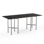 Steelite MGCCVG01MSXX 72" Rectangular Buffet Table, Nero Marquina Marble BHP Laminate, Brushed Stainless Steel, 30"H 1 image